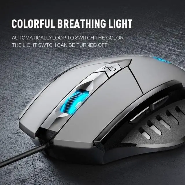 Alt view image 4 of 7 - Inphic PW1H Wired Silent Illuminated Computer Gaming 6-Button Mouse(Gray)