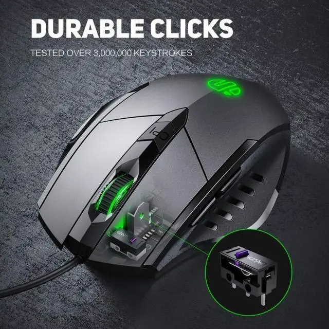 Alt view image 6 of 7 - Inphic PW1H Wired Silent Illuminated Computer Gaming 6-Button Mouse(Gray)