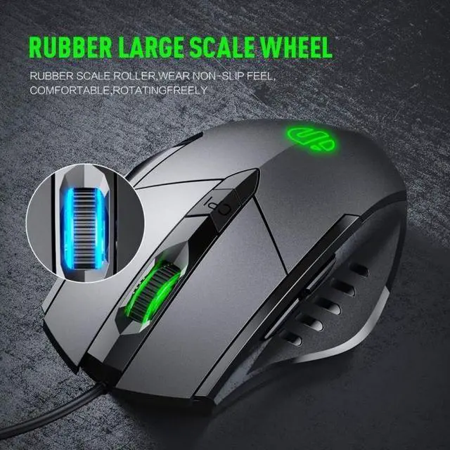 Alt view image 5 of 7 - Inphic PW1H Wired Silent Illuminated Computer Gaming 6-Button Mouse(Gray)