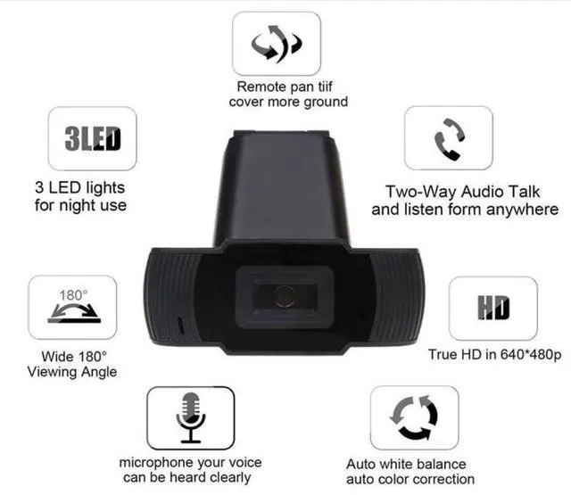 Alt view image 6 of 7 - HXSJ A870 480P Pixels HD 360 Degree WebCam USB 2.0 PC Camera with Microphone for Skype Computer PC Laptop, Cable Length: 1.4m (Orange)