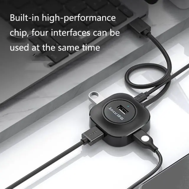 Alt view image 5 of 7 - Jasoz High-Speed USB2.0 4-Ports HUB 1 to 4 Docking HUB, Colour: Black 0.3m Black 0.3m
