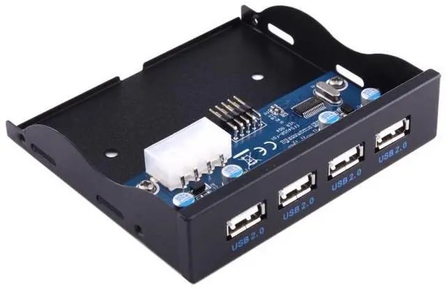 Alt view image 3 of 7 - 3.5 inch Floppy Expansion Bay Front Panel 4 Ports USB 2.0 HUB Adapter Connector(Black)
