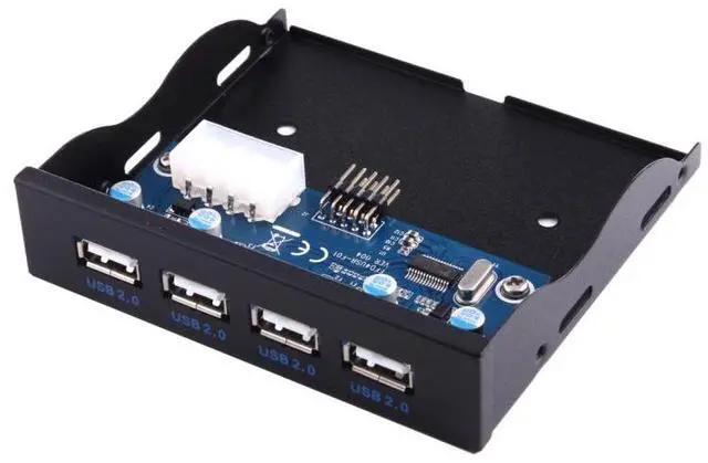 Alt view image 4 of 7 - 3.5 inch Floppy Expansion Bay Front Panel 4 Ports USB 2.0 HUB Adapter Connector(Black)