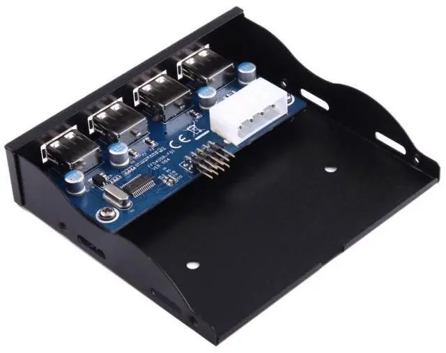 Alt view image 5 of 7 - 3.5 inch Floppy Expansion Bay Front Panel 4 Ports USB 2.0 HUB Adapter Connector(Black)