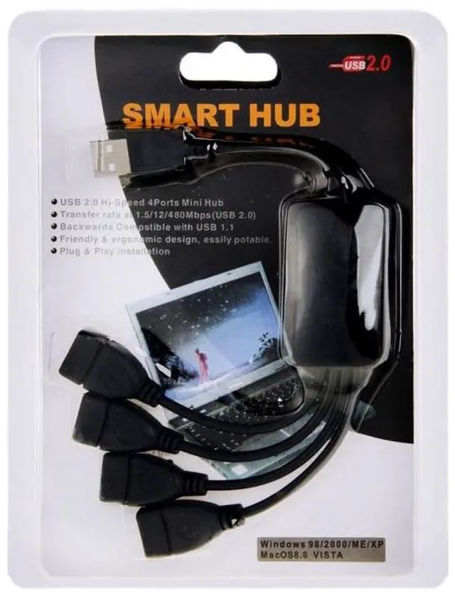 Alt view image 4 of 5 - Universal 4 Ports USB 2.0 480Mbps High Speed Cable Hub for PC(Black)