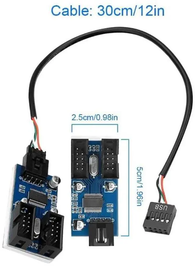 Alt view image 2 of 4 - Rocketek HC427 9 Pin USB2.0 HUB Adapter One-to-Two Splitter Circuit Board