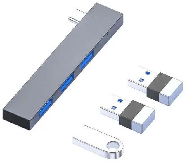 Main image of 839 USB-C/Type-C Male to Dual USB 2.0+USB 3.0 Female Adapter (Silver)