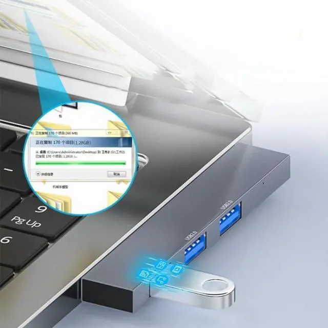 Alt view image 7 of 7 - 839 USB-C/Type-C Male to Dual USB 2.0+USB 3.0 Female Adapter (Silver)