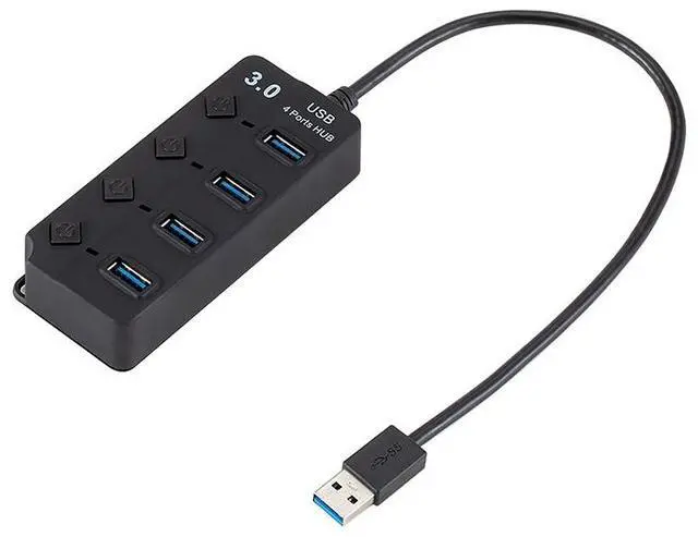 Alt view image 2 of 7 - 4 Ports USB 3.0 Hi Speed Multi Hub Expansion with Switch for PC & Laptop