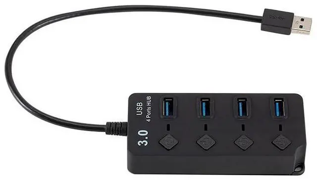 Alt view image 3 of 7 - 4 Ports USB 3.0 Hi Speed Multi Hub Expansion with Switch for PC & Laptop
