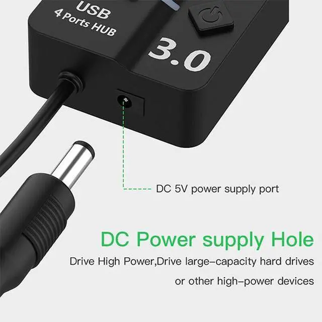 Alt view image 7 of 7 - 4 Ports USB 3.0 Hi Speed Multi Hub Expansion with Switch for PC & Laptop