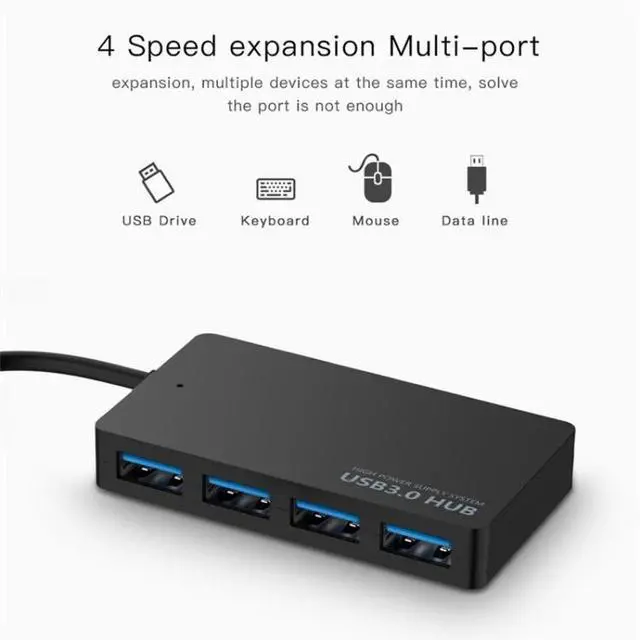 Alt view image 5 of 5 - KYTC47 4 Ports USB Adapter Cable High Speed ??USB Docking Station Multi-Interface HUB Converter, Colour: Black USB 3.0 Black USB 3.0