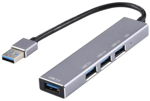 Main image of 3019 4 x USB 3.0 to USB 3.0 Aluminum Alloy HUB Adapter with LED Indicator (Silver Grey)