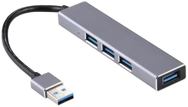 Alt view image 2 of 7 - 3019 4 x USB 3.0 to USB 3.0 Aluminum Alloy HUB Adapter with LED Indicator (Silver Grey)