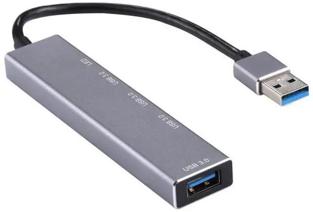 Alt view image 3 of 7 - 3019 4 x USB 3.0 to USB 3.0 Aluminum Alloy HUB Adapter with LED Indicator (Silver Grey)