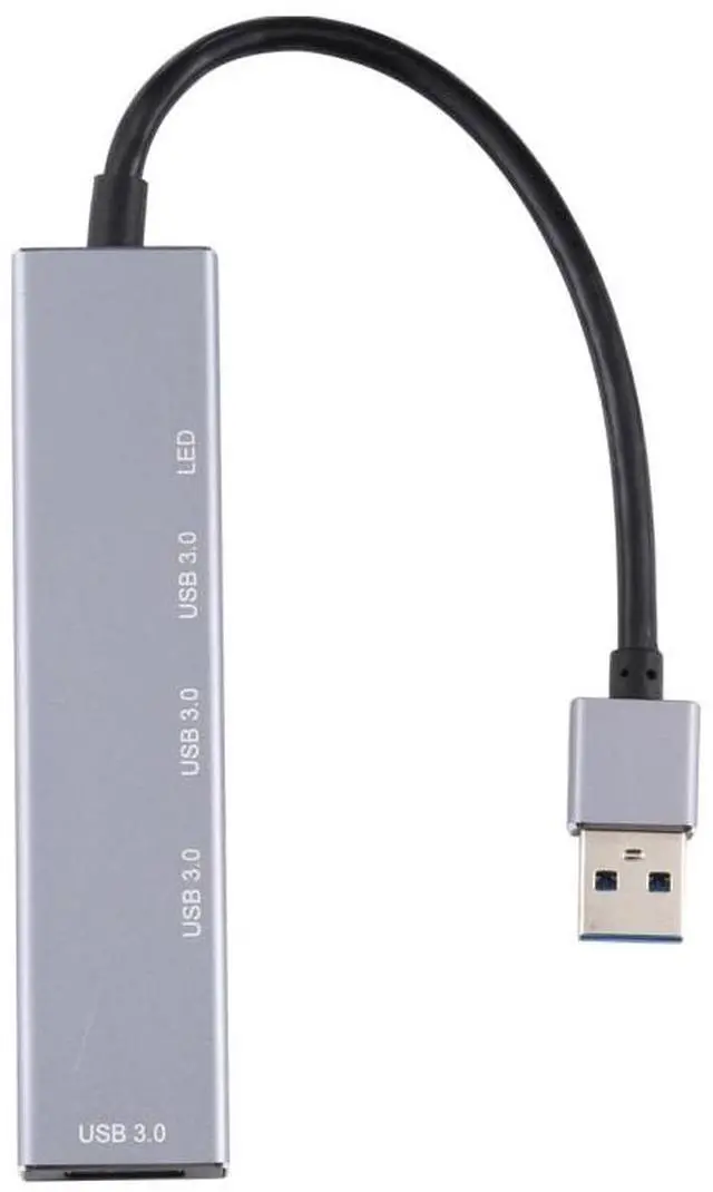 Alt view image 4 of 7 - 3019 4 x USB 3.0 to USB 3.0 Aluminum Alloy HUB Adapter with LED Indicator (Silver Grey)