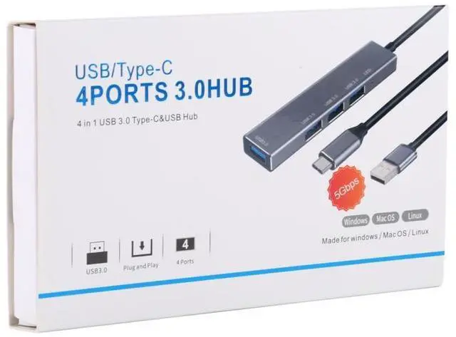 Alt view image 5 of 7 - 3019 4 x USB 3.0 to USB 3.0 Aluminum Alloy HUB Adapter with LED Indicator (Silver Grey)