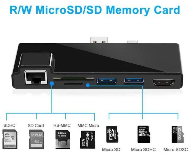 Alt view image 4 of 6 - ROCKETEK SK-SH3L RJ45 + 2 x USB 3.0 + HDMI + SD / TF Memory Card Reader HUB 4K HDMI Adapter(Black)