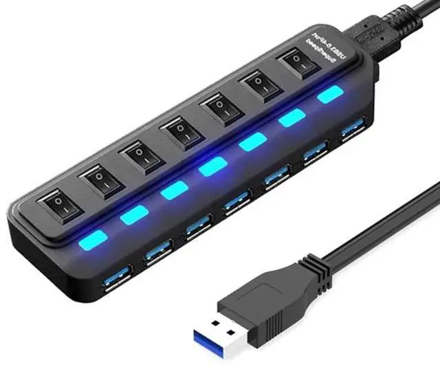 Alt view image 2 of 5 - 7 Ports USB 3.0 HUB Independent Switching Splitter Splitter
