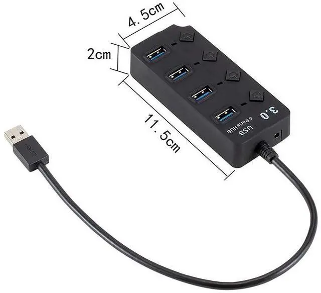 Alt view image 5 of 7 - 4 Ports USB 3.0 Hi Speed Multi Hub Expansion with Switch for PC & Laptop