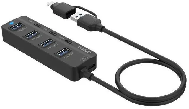 Alt view image 3 of 6 - Onten UCA5306 7 in 2 USB3.0 + Type-C 7-Ports HUB Docking Station Support OTG Function UCA5306