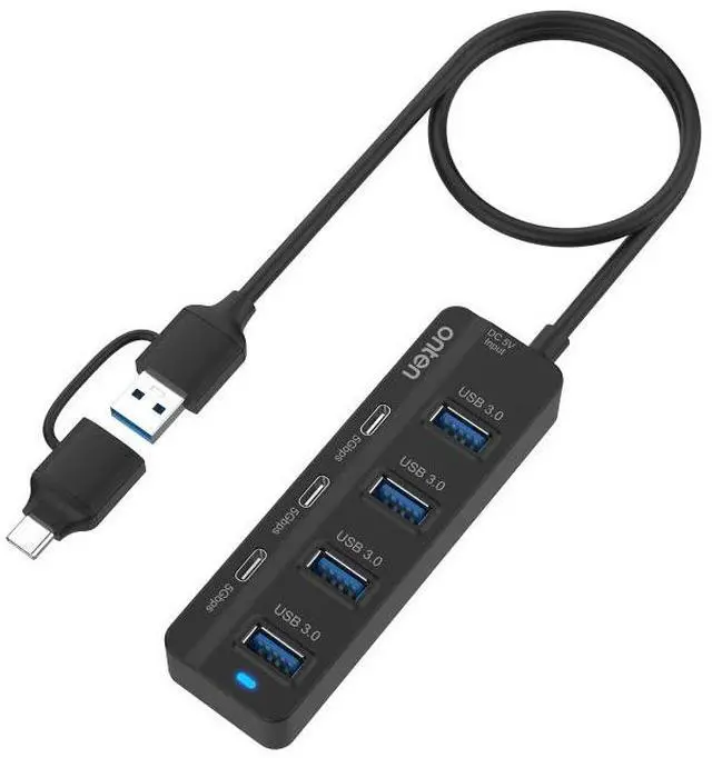 Alt view image 4 of 6 - Onten UCA5306 7 in 2 USB3.0 + Type-C 7-Ports HUB Docking Station Support OTG Function UCA5306