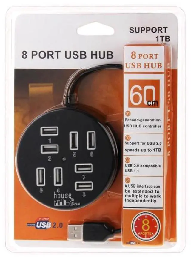 Alt view image 5 of 6 - High Speed 8 Ports USB 2.0 Portable Round Hub, Length: 60cmRound Circular 8 Ports USB 2.0 Hub Multi-port Splitter Expansion Adapter for Laptop Notebook PC, Support 1TB Mobile HDD(Black)
