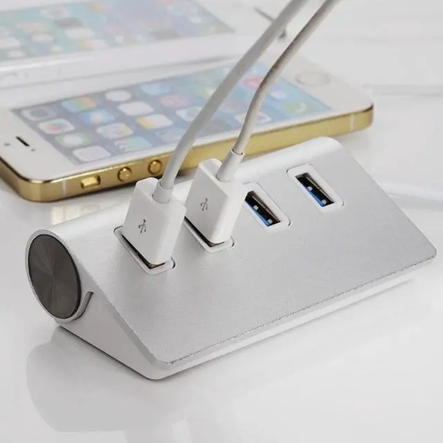 Alt view image 7 of 7 - High Speed 5Gbps 4 Ports USB 3.0 HUB Portable Aluminum USB Splitter, Support 2TB(Silver)