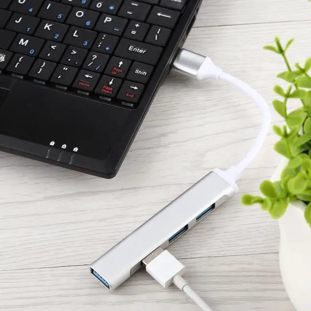 Alt view image 7 of 7 - A-809 USB 3.0 + 3 x USB 2.0 to USB 3.0 Aluminum Alloy HUB Adapter(Silver)