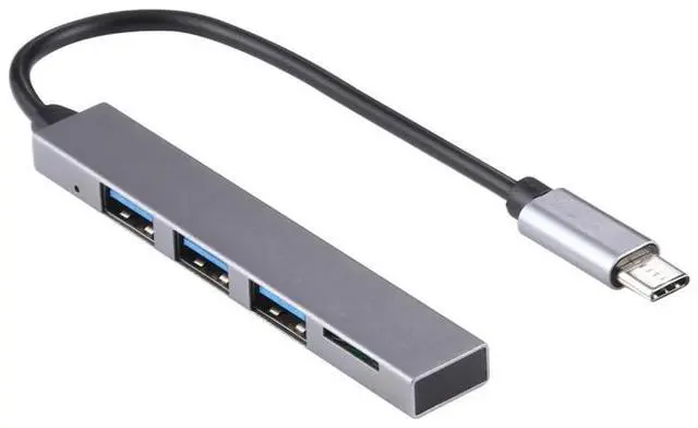 Alt view image 2 of 6 - T-818 TF + 3 x USB 3.0 to USB-C / Type-C HUB Adapter (Silver)