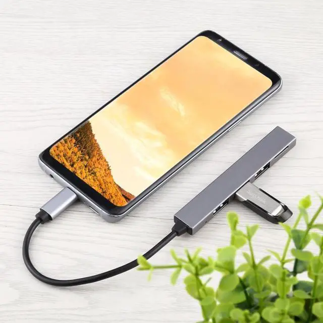 Alt view image 6 of 6 - T-818 TF + 3 x USB 3.0 to USB-C / Type-C HUB Adapter (Silver)