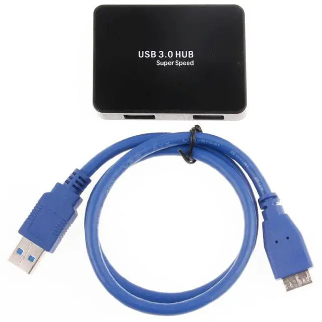 Alt view image 7 of 7 - CR-H302 Mirror Surface 4 Ports USB 3.0 Super Speed 5Gbps HUB + 60cm USB 3.0 Transmission Cable(Black)
