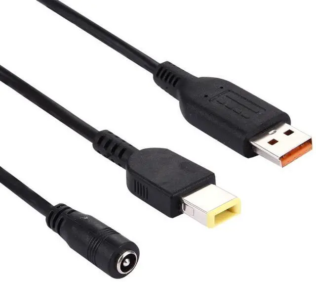 Alt view image 3 of 3 - 5.5x2.1mm Female to YOGA 3 & Big Square USB (First Generation) Male Interfaces Power Adapter Cable for Thinkpad/ThinkBook/Xiaoxin, Length: about 30cm