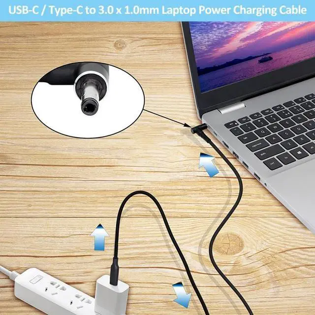 Alt view image 6 of 6 - USB-C / Type-C to 3.0 x 1.0mm Laptop Power Charging Cable, Cable Length: about 1.5m