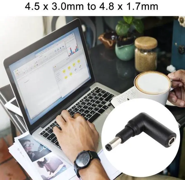 Alt view image 5 of 5 - 10 PCS 4.5 x 3.0mm Female to 4.8 x 1.7mm Male Plug Elbow Adapter Connector