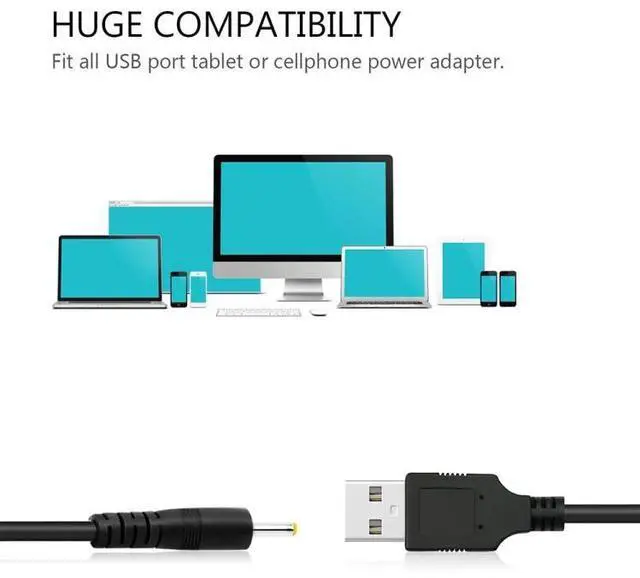 Alt view image 5 of 5 - USB Male to DC 2.5 x 0.7mm Power Cable, Length: 1.2m(Black)