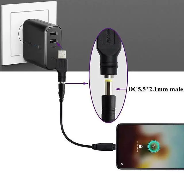 Alt view image 6 of 6 - USB Male to 5.5 x 2.1mm Female Plug Adapter Connector