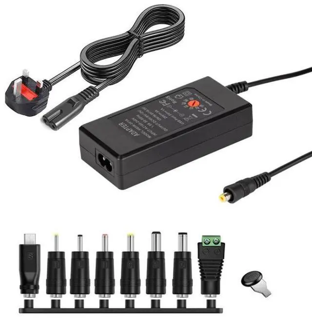 Main image of 65W 6-20V Adjustable 3A DC Power Adapter Charger, Specification: UK Plug Large