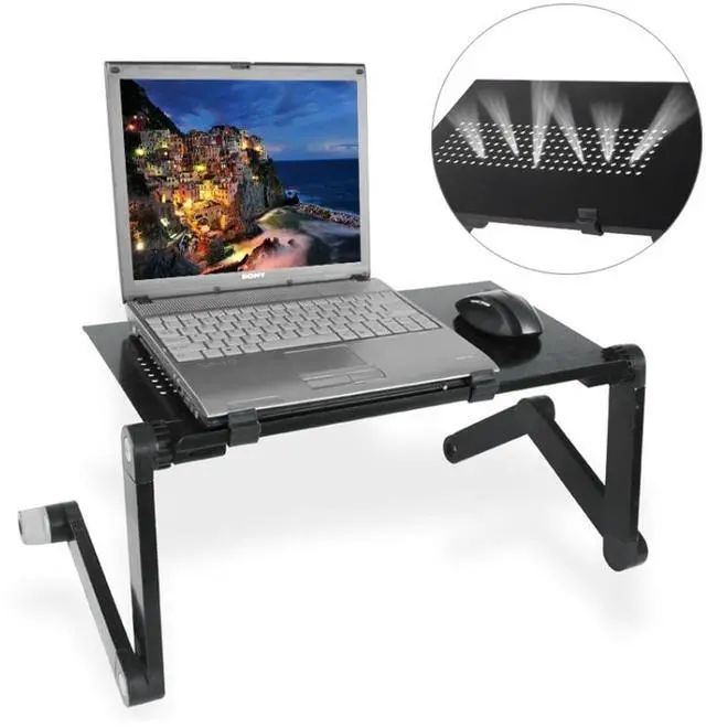 Main image of Lengthen Portable 360 Degree Adjustable Foldable Aluminium Alloy Desk Stand for Laptop / Notebook, without CPU Fans & Mouse Pad(Black)