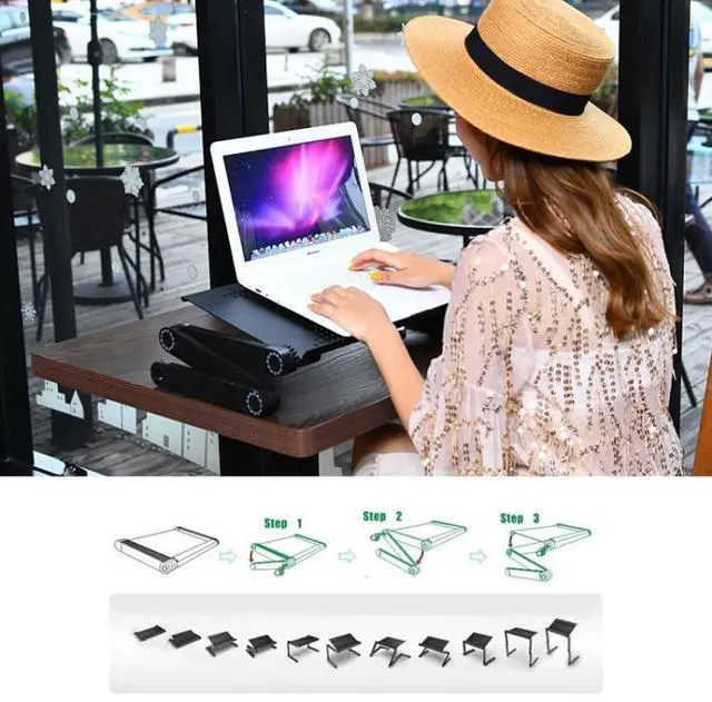 Alt view image 6 of 6 - Lengthen Portable 360 Degree Adjustable Foldable Aluminium Alloy Desk Stand for Laptop / Notebook, without CPU Fans & Mouse Pad(Black)