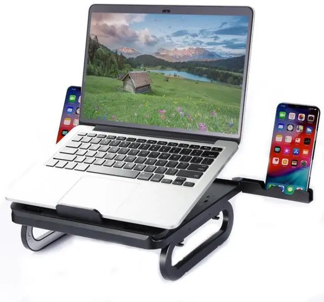 Main image of A23 Foldable Notebook Stand With 10-Speed Adjustment Computer Cooling Lifting Stand, Colour: Regular (Black ) Regular (Black )