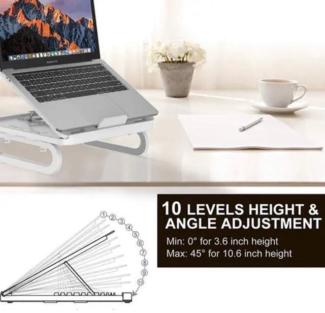 Alt view image 3 of 7 - A23 Foldable Notebook Stand With 10-Speed Adjustment Computer Cooling Lifting Stand, Colour: Regular (Black ) Regular (Black )