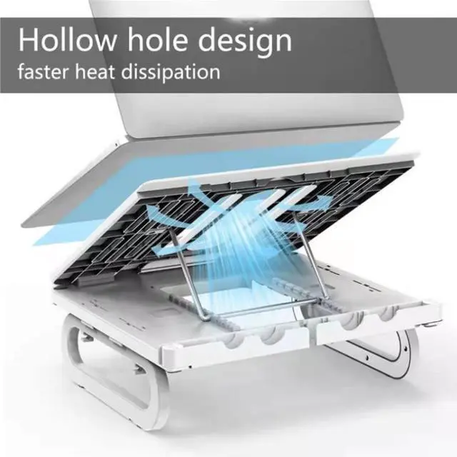 Alt view image 5 of 7 - A23 Foldable Notebook Stand With 10-Speed Adjustment Computer Cooling Lifting Stand, Colour: Regular (Black ) Regular (Black )
