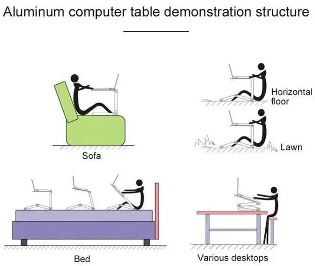 Alt view image 7 of 7 - Portable 360 Degree Adjustable Foldable Aluminium Alloy Desk Stand with Double CPU Fans & Mouse Pad for Laptop / Notebook, Desk Size: 420mm x 260mm (Black)