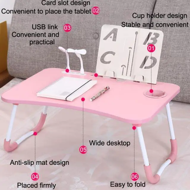 Alt view image 3 of 7 - USB Folding Computer Desk With Fan & Lamp, Size: 60x40x28cm(Cool Black)