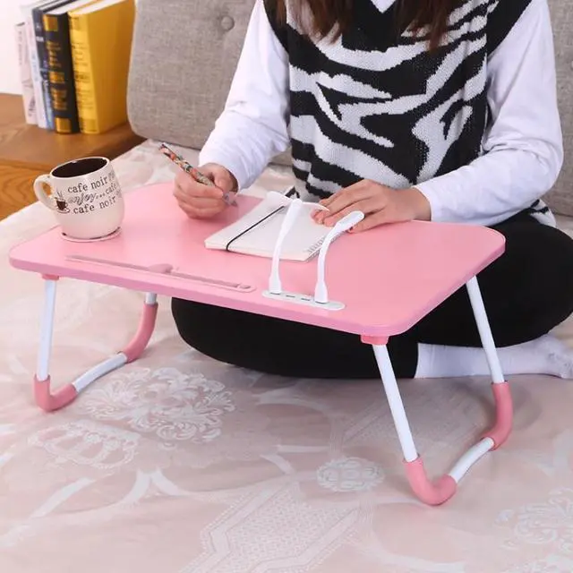 Alt view image 6 of 7 - USB Folding Computer Desk With Fan & Lamp, Size: 60x40x28cm(Cool Black)