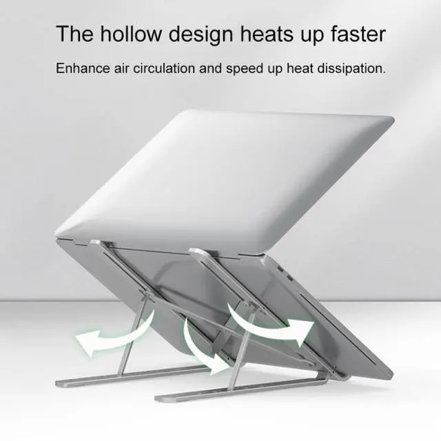 Alt view image 4 of 7 - Portable Adjustable Laptop Stand Desktop Lifting Height Increase Rack Folding Heat Dissipation Holder, Style: Ordinary(Silver)