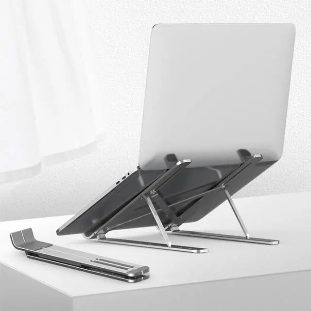 Main image of Portable Adjustable Laptop Stand Desktop Lifting Height Increase Rack Folding Heat Dissipation Holder, Style: Ordinary(Silver)