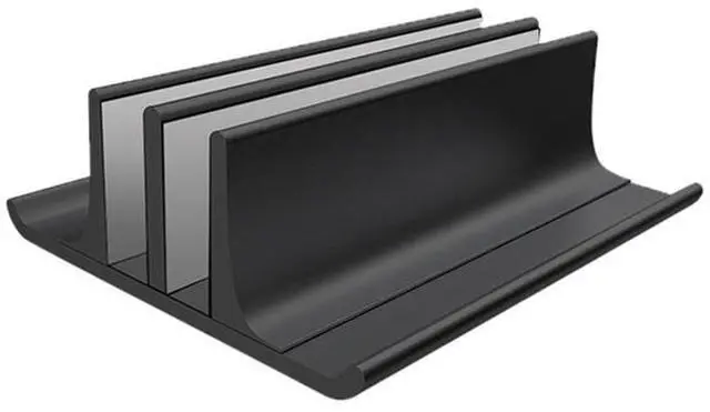 Alt view image 2 of 6 - Universal Portable Aluminum Alloy Double Slot Width Adjustable Laptop Vertical Storage Stand Base(Black)