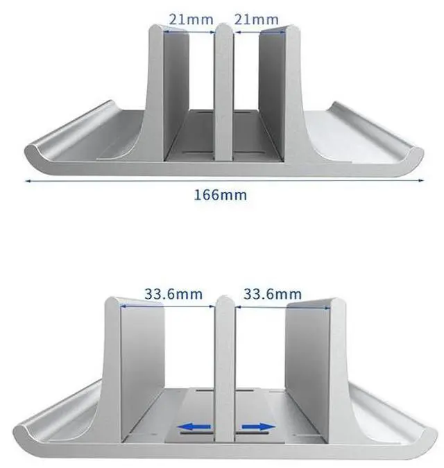 Alt view image 3 of 6 - Universal Portable Aluminum Alloy Double Slot Width Adjustable Laptop Vertical Storage Stand Base(Black)